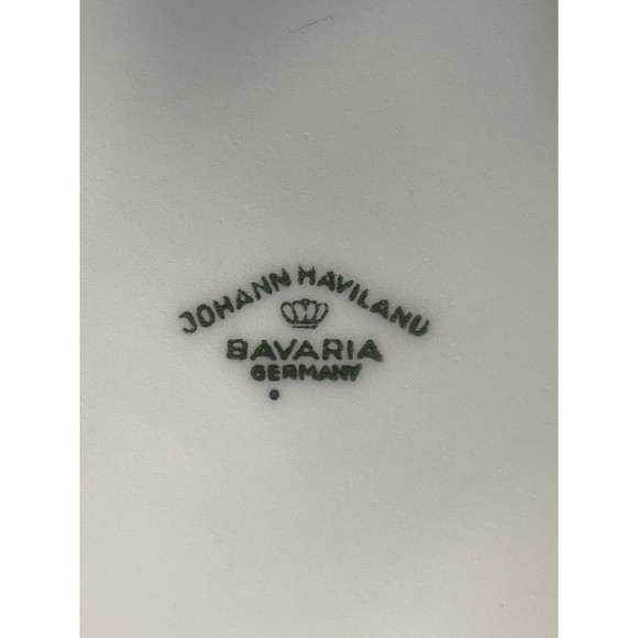 Johann Haviland Blue Flowers Gray Leaf Pattern Gravy Boat w Attached Under Plate - Picture 9 of 14